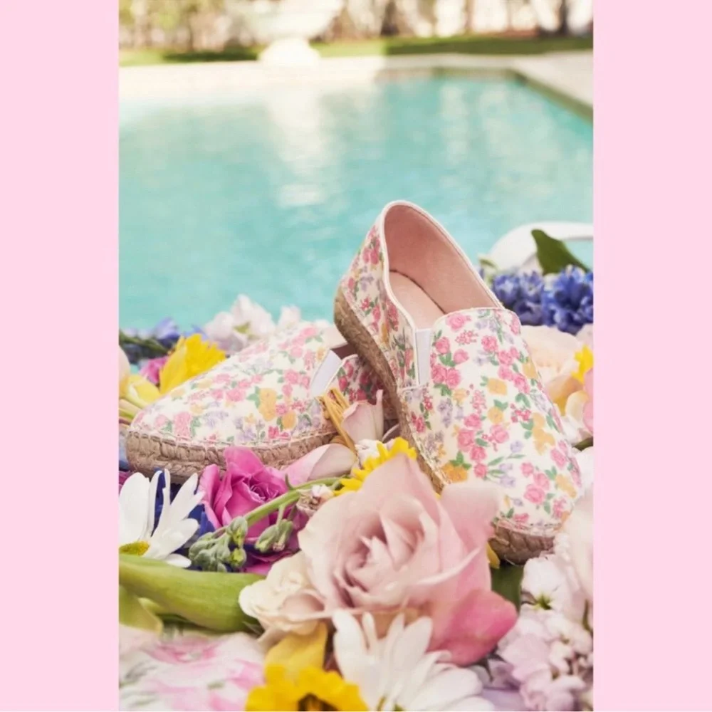 NIB LoveShackFancy Girls Floral Espadrille Slip-On Shoes 3 / 34
